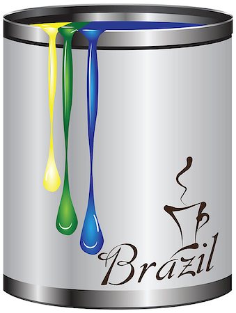 paint brush dripping paint into a can - Abstract tin container of paint with colors of the flag of Brazil. Stock Photo - Budget Royalty-Free & Subscription, Code: 400-08788230