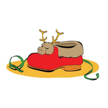 sneaker Santa Claus fur and deer, color vector illustration Stock Photo - Budget Royalty-Free & Subscription, Code: 400-08788244