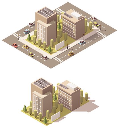 simsearch:400-08710651,k - Vector isometric low poly town street block Photographie de stock - Aubaine LD & Abonnement, Code: 400-08788459