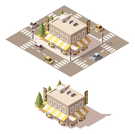 simsearch:400-08296264,k - Vector isometric low poly cafe building Stock Photo - Budget Royalty-Free & Subscription, Code: 400-08788461