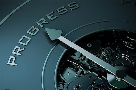 3D Rendering of Compass arrow pointing to the word progress Foto de stock - Super Valor sin royalties y Suscripción, Código: 400-08788559