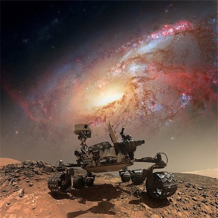 Curiosity rover exploring the surface of Mars. Retouched image. Elements of this image furnished by NASA. Stockbilder - Microstock & Abonnement, Bildnummer: 400-08788629