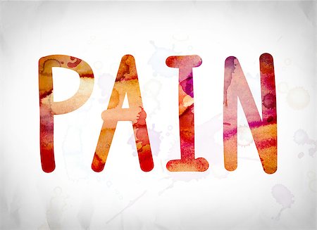 The word "Pain" written in watercolor washes over a white paper background concept and theme. Stock Photo - Budget Royalty-Free & Subscription, Code: 400-08788764