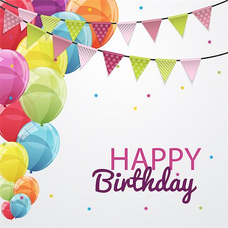 simsearch:400-09090987,k - Happy Birthday Card Template with Balloons and Flags Vector Illustration EPS10 Stock Photo - Budget Royalty-Free & Subscription, Code: 400-08788879