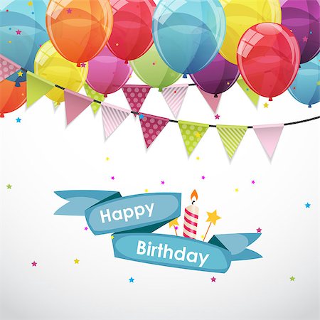 simsearch:400-09090987,k - Happy Birthday Card Template with Balloons and Flags Vector Illustration EPS10 Stock Photo - Budget Royalty-Free & Subscription, Code: 400-08788885