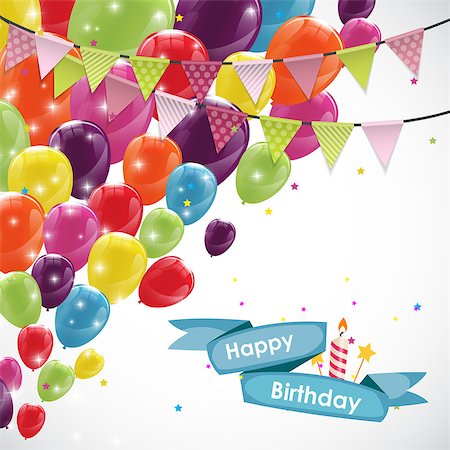 simsearch:400-09090987,k - Happy Birthday Card Template with Balloons and Flags Vector Illustration EPS10 Stock Photo - Budget Royalty-Free & Subscription, Code: 400-08788886