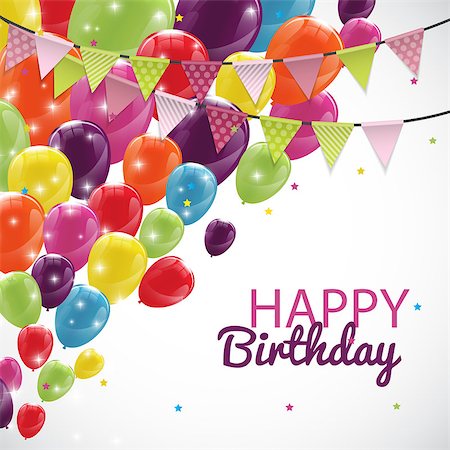 simsearch:400-09090987,k - Happy Birthday Card Template with Balloons and Flags Vector Illustration EPS10 Stock Photo - Budget Royalty-Free & Subscription, Code: 400-08788880