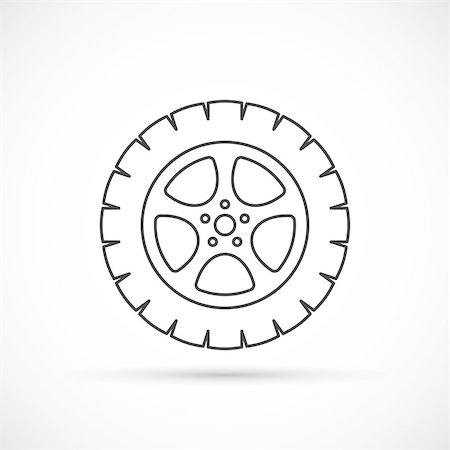 simsearch:400-08495449,k - Car wheel outline icon. Car repair service spare part Foto de stock - Super Valor sin royalties y Suscripción, Código: 400-08789240
