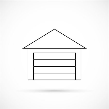 Garage outline icon. Car garage with closed gates Stock Photo - Budget Royalty-Free & Subscription, Code: 400-08789305
