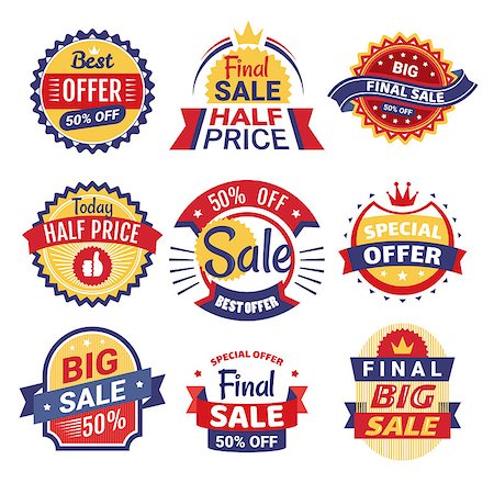 Set of sale tags, badges and labels, vector illustration Stock Photo - Budget Royalty-Free & Subscription, Code: 400-08789545