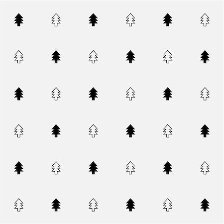 Vector minimalist monochrome black and white pattern new year christmas tree. Stock Photo - Budget Royalty-Free & Subscription, Code: 400-08789567