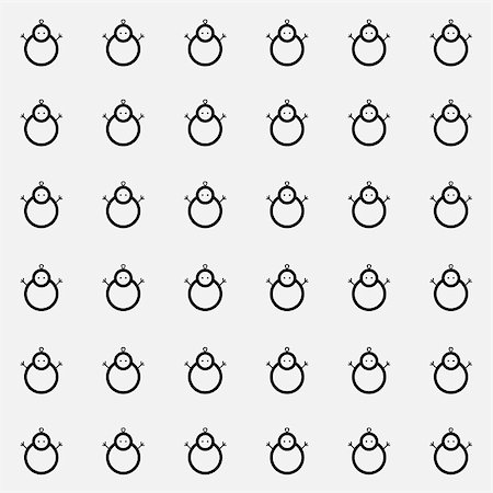 Vector minimalist monochrome black and white pattern new year snowman. Stock Photo - Budget Royalty-Free & Subscription, Code: 400-08789569