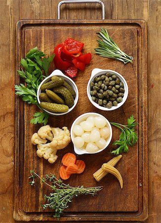 simsearch:400-04849937,k - Assorted pickled vegetables (onions, capers, peppers, cucumbers) Stock Photo - Budget Royalty-Free & Subscription, Code: 400-08789649