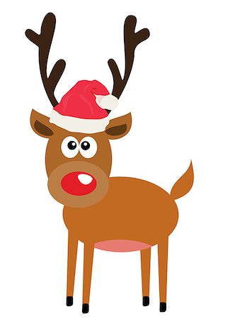 reindeer clip art - vector illustration of a funny deer in Santa hat Stock Photo - Budget Royalty-Free & Subscription, Code: 400-08789738