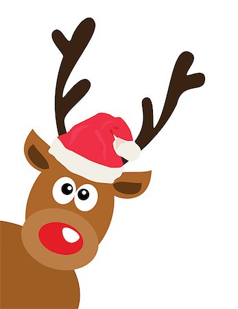 reindeer clip art - vector illustration of a funny deer in Santa hat Stock Photo - Budget Royalty-Free & Subscription, Code: 400-08789739