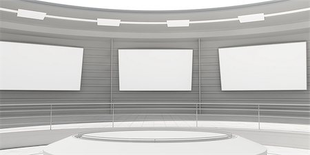 Empty modern futuristic room with white panels. 3D rendering Stock Photo - Budget Royalty-Free & Subscription, Code: 400-08789861