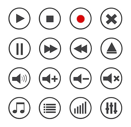 simsearch:400-07062516,k - Media Player Vector Icons Set Fotografie stock - Microstock e Abbonamento, Codice: 400-08789886