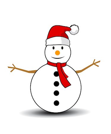 Christmas Snowman vector illustration on white background Stock Photo - Budget Royalty-Free & Subscription, Code: 400-08789893