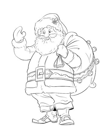 simsearch:400-08491713,k - Santa Claus with gift sack. Christmas. Raster illustration, isolated white background. Winter holiday. New year celebrating. Xmas cartoon character. Stock Photo - Budget Royalty-Free & Subscription, Code: 400-08789968