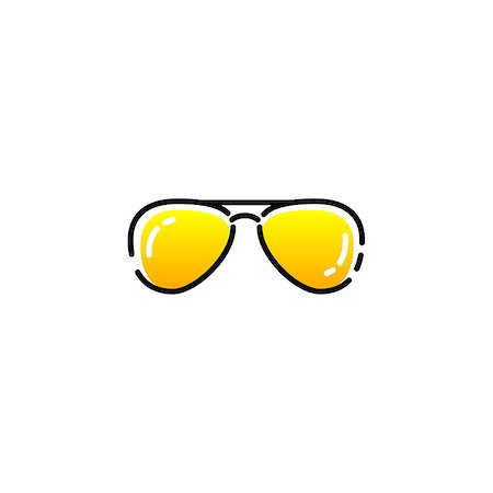 Vector aviator sunglasses icon. Minimal vacation design Stock Photo - Budget Royalty-Free & Subscription, Code: 400-08789979