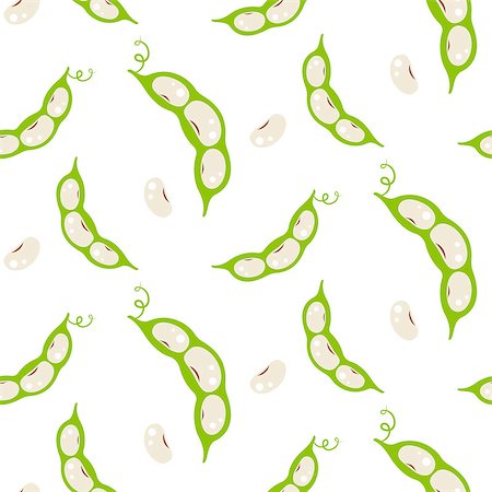 Kidney french bean pods seamless vector pattern. Vegetable repeat green and white background. Foto de stock - Super Valor sin royalties y Suscripción, Código: 400-08780057