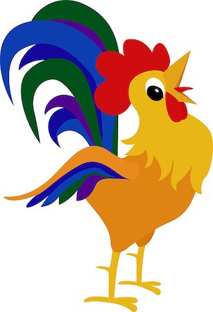 simsearch:400-08678054,k - Rooster, cock cartoon illustration. Holiday card design element. Chinese year symbol. Stock Photo - Budget Royalty-Free & Subscription, Code: 400-08780108