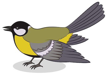 simsearch:400-08997409,k - Realistic Cartoon Bird Titmouse, Isolated on White Background. Vector Foto de stock - Super Valor sin royalties y Suscripción, Código: 400-08794018