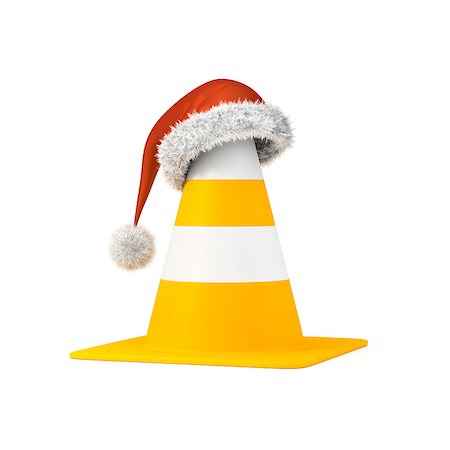 3d rendering of a traffic cone the a christmas hat Stock Photo - Budget Royalty-Free & Subscription, Code: 400-08794028
