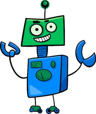 simsearch:400-07052452,k - Cartoon Illustration of Funny Robot or Droid Character Stockbilder - Microstock & Abonnement, Bildnummer: 400-08794179