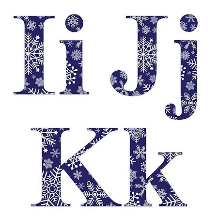 simsearch:400-08793078,k - Uppercase and lowercase letters I, J and K of the English alphabet with winter pattern carved snowflakes, vector Stockbilder - Microstock & Abonnement, Bildnummer: 400-08794184