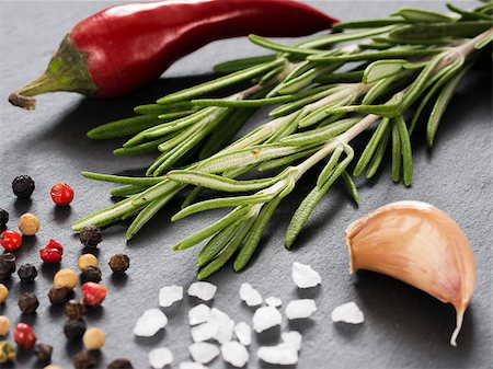 fascinadora (artist) - Herbs and spices over slate background. Top view or flat lay. Food background Stock Photo - Budget Royalty-Free & Subscription, Code: 400-08794258