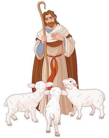 pictures of jesus christ and the sheep - Illustration of Jesus Christ is the good shepherd Stock Photo - Budget Royalty-Free & Subscription, Code: 400-08794308