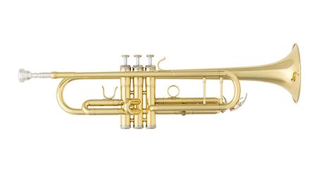 Golden Trumpet. Classical Music Wind Instrument Isolated on White Background Stock Photo - Budget Royalty-Free & Subscription, Code: 400-08794301