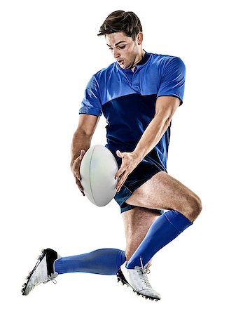 one caucasian rugby player man studio isolated on white background Stock Photo - Budget Royalty-Free & Subscription, Code: 400-08794411