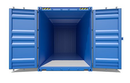 simsearch:400-05320164,k - 3d rendering of blue open shipping container. Front view. Isolated on white Foto de stock - Super Valor sin royalties y Suscripción, Código: 400-08794425