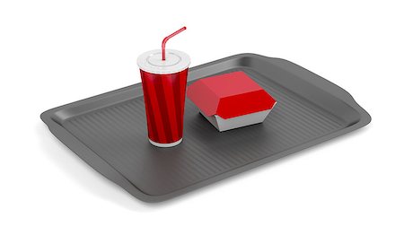 simsearch:400-08794469,k - Plastic tray with soft drink and sandwich box on white background Foto de stock - Super Valor sin royalties y Suscripción, Código: 400-08794469