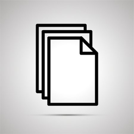 simsearch:400-07217367,k - Simple black icon of pile of documents with shadow on light background Stock Photo - Budget Royalty-Free & Subscription, Code: 400-08794514