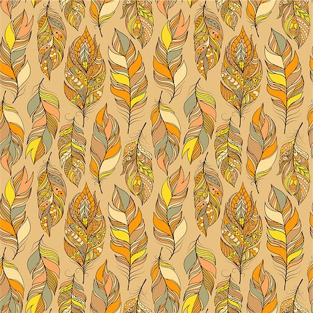 Vector illustration of seamless pattern with colorful abstract feathers Stock Photo - Budget Royalty-Free & Subscription, Code: 400-08794830