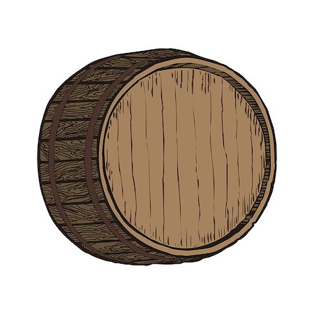 Wooden barrel top object, isolated on white vector illustration Stock Photo - Budget Royalty-Free & Subscription, Code: 400-08794859