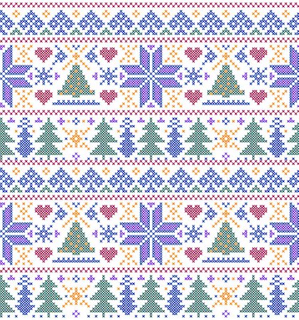 Vector illustration of christmas seamless pattern with trees and snowflakes Stock Photo - Budget Royalty-Free & Subscription, Code: 400-08794895