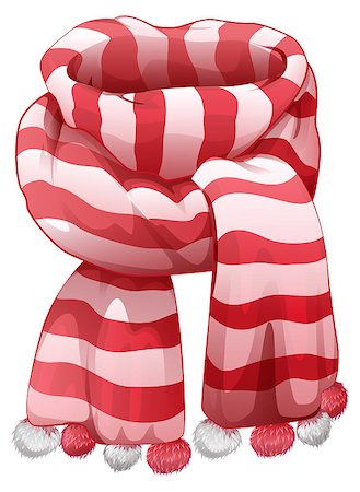 Christmas Santas striped scarf. Isolated on white vector cartoon illustration Foto de stock - Royalty-Free Super Valor e Assinatura, Número: 400-08794968