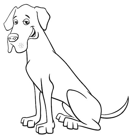 sitting colouring cartoon - Black and White Cartoon Illustration of Great Dane Purebred Dog Foto de stock - Super Valor sin royalties y Suscripción, Código: 400-08795004