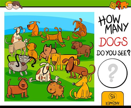 simsearch:400-09092454,k - Cartoon Illustration of Educational Counting Game for Children with Cute Dog Characters Stockbilder - Microstock & Abonnement, Bildnummer: 400-08795007