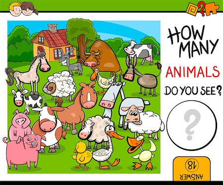 simsearch:400-09092454,k - Cartoon Illustration of Educational Counting Math Activity for Children with Wildlife Animal Characters Stockbilder - Microstock & Abonnement, Bildnummer: 400-08795009