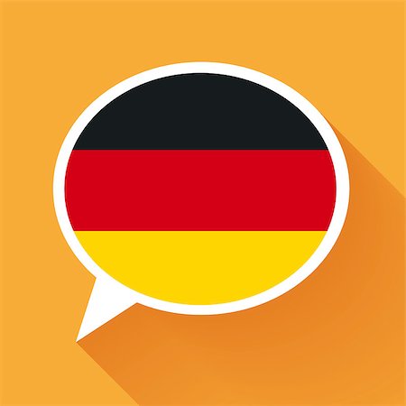 White speech bubble with Germany flag and long shadow on orange background. German language conceptual illustration. Photographie de stock - Aubaine LD & Abonnement, Code: 400-08795662