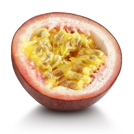 simsearch:400-08500819,k - Half of passion fruit isolated on white background with clipping path Stock Photo - Budget Royalty-Free & Subscription, Code: 400-08795789