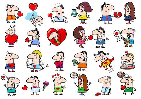 simsearch:400-06523060,k - Cartoon Illustration of Funny People on Valentines Day Time Characters Set Stock Photo - Budget Royalty-Free & Subscription, Code: 400-08795783