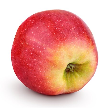 simsearch:400-08900179,k - Single fresh red yellow apple isolated on white background with clipping path Photographie de stock - Aubaine LD & Abonnement, Code: 400-08796093