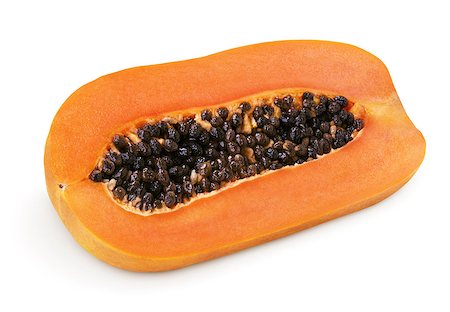 simsearch:400-08500819,k - Half of papaya fruit isolated on white background with clipping path Stock Photo - Budget Royalty-Free & Subscription, Code: 400-08796126