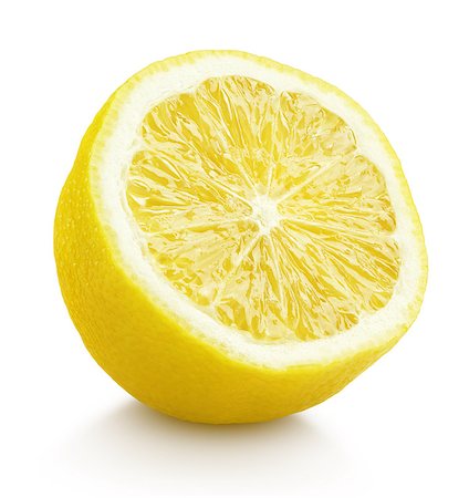 simsearch:614-02242345,k - Single half lemon citrus fruit isolated on white background with clipping path Foto de stock - Super Valor sin royalties y Suscripción, Código: 400-08796300
